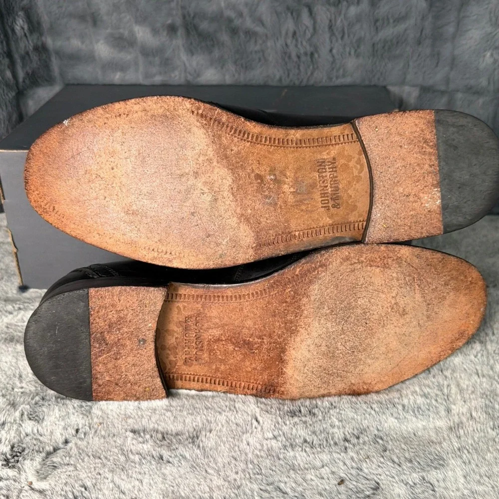 Johnston & Murphy Mens Black Leather Kiltie Tassel Loafers 11.5M 15-1979
